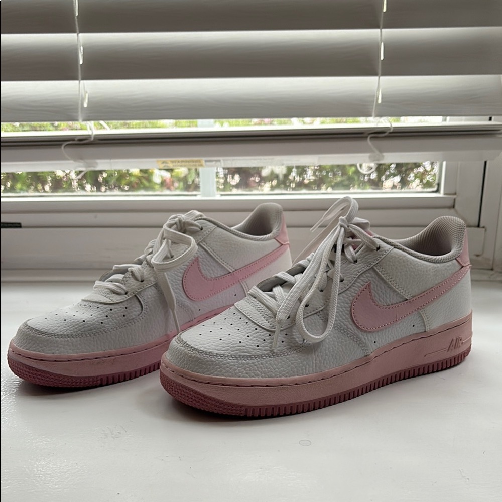 Nike White and Pink Air Forces